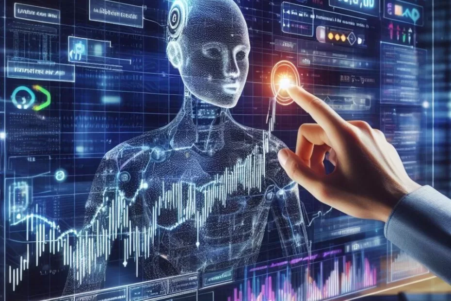 Futuristic image showing AI and Robotics integration with mutual fund growth and global innovation