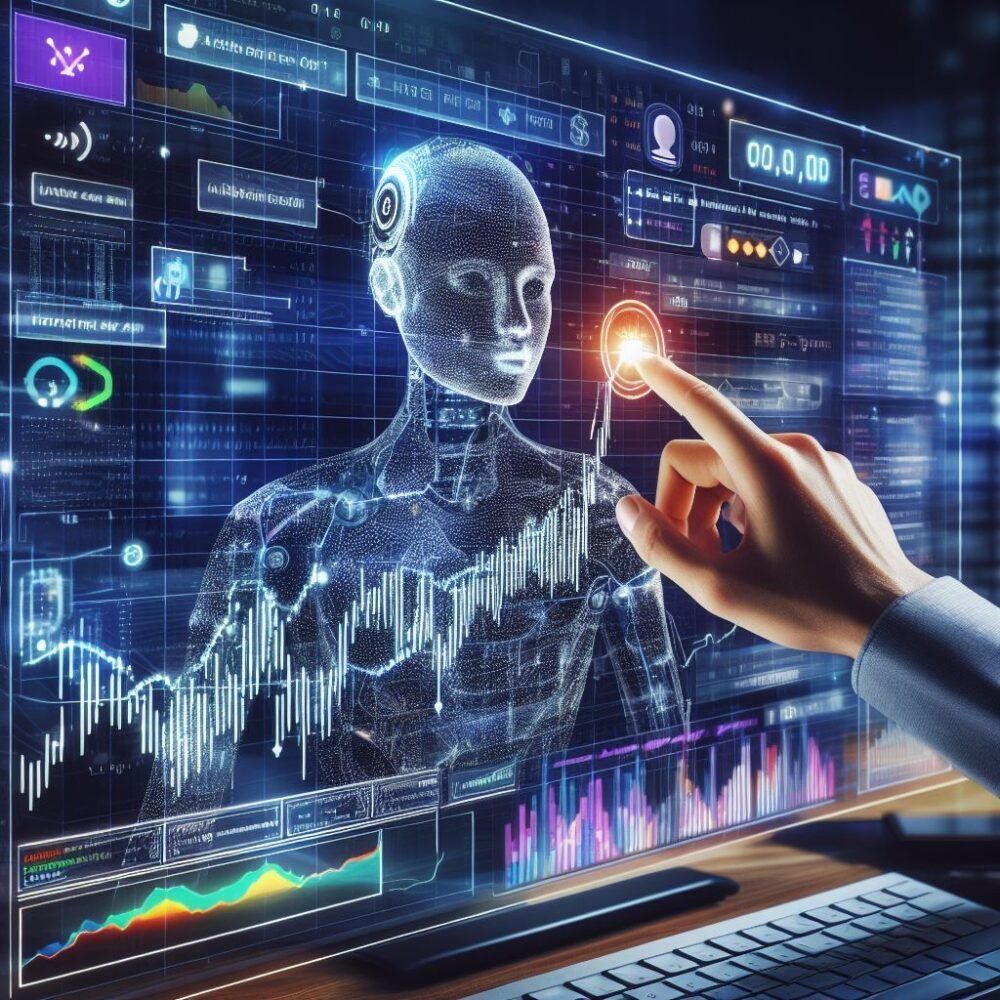 Futuristic image showing AI and Robotics integration with mutual fund growth and global innovation